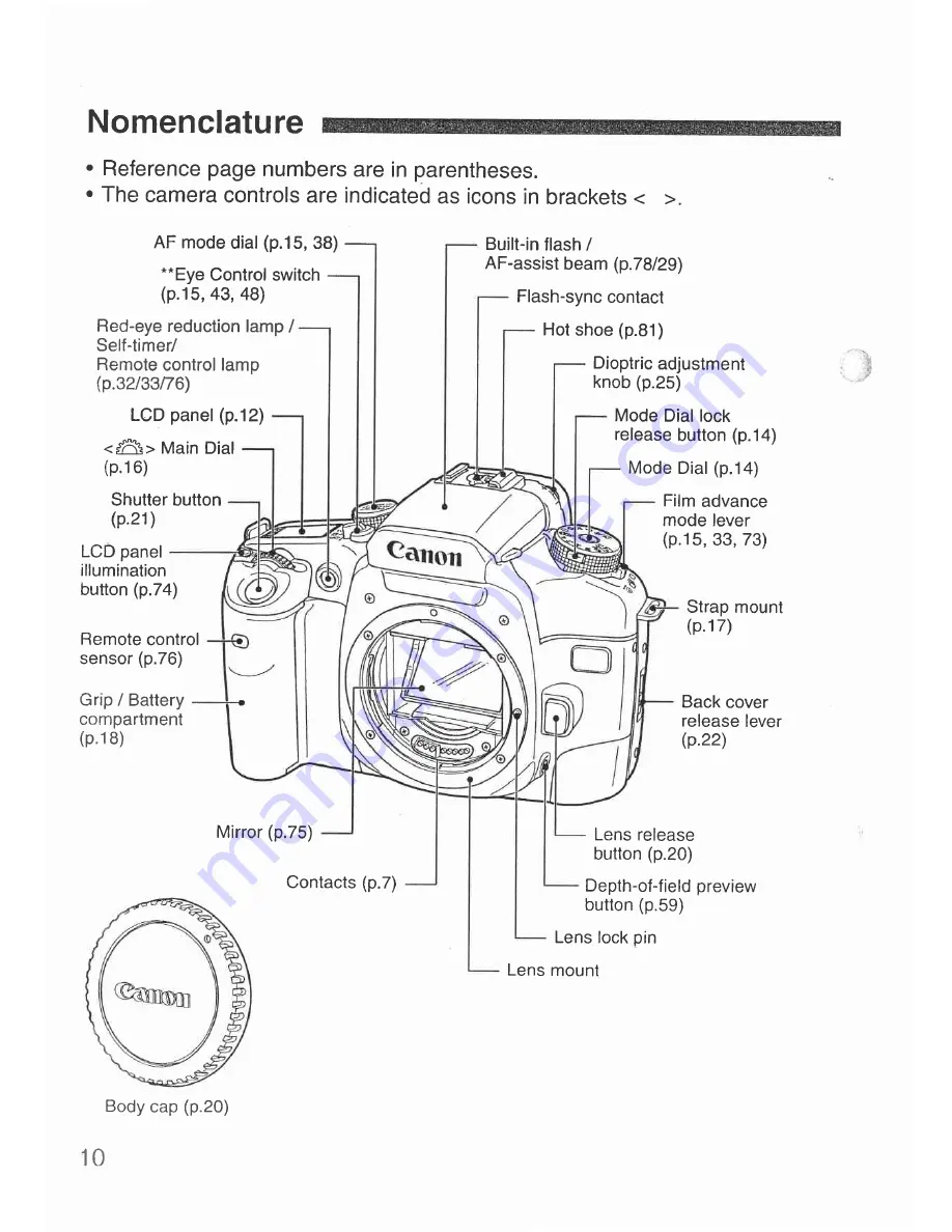 Canon Elan 7 NE 30V Date Instructions Manual Download Page 10