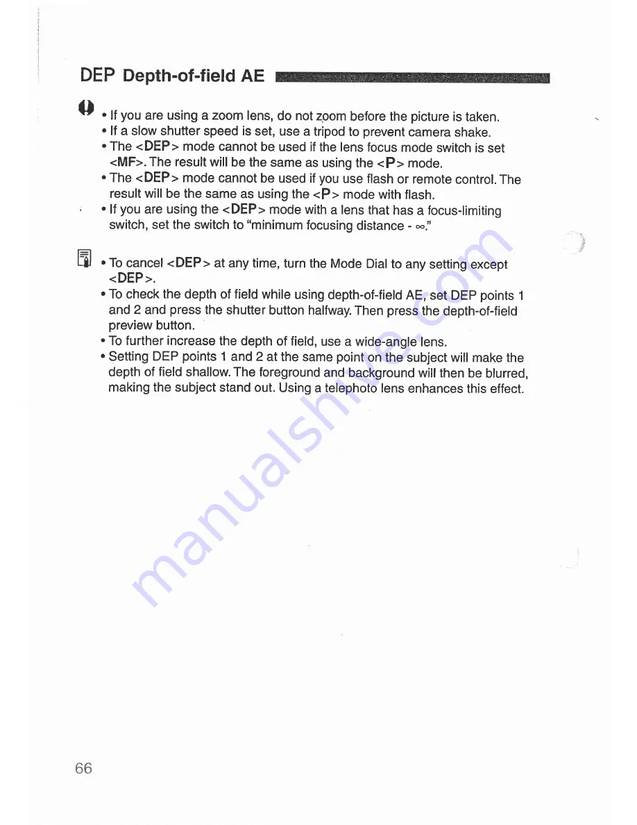 Canon Elan 7 NE 30V Date Instructions Manual Download Page 66