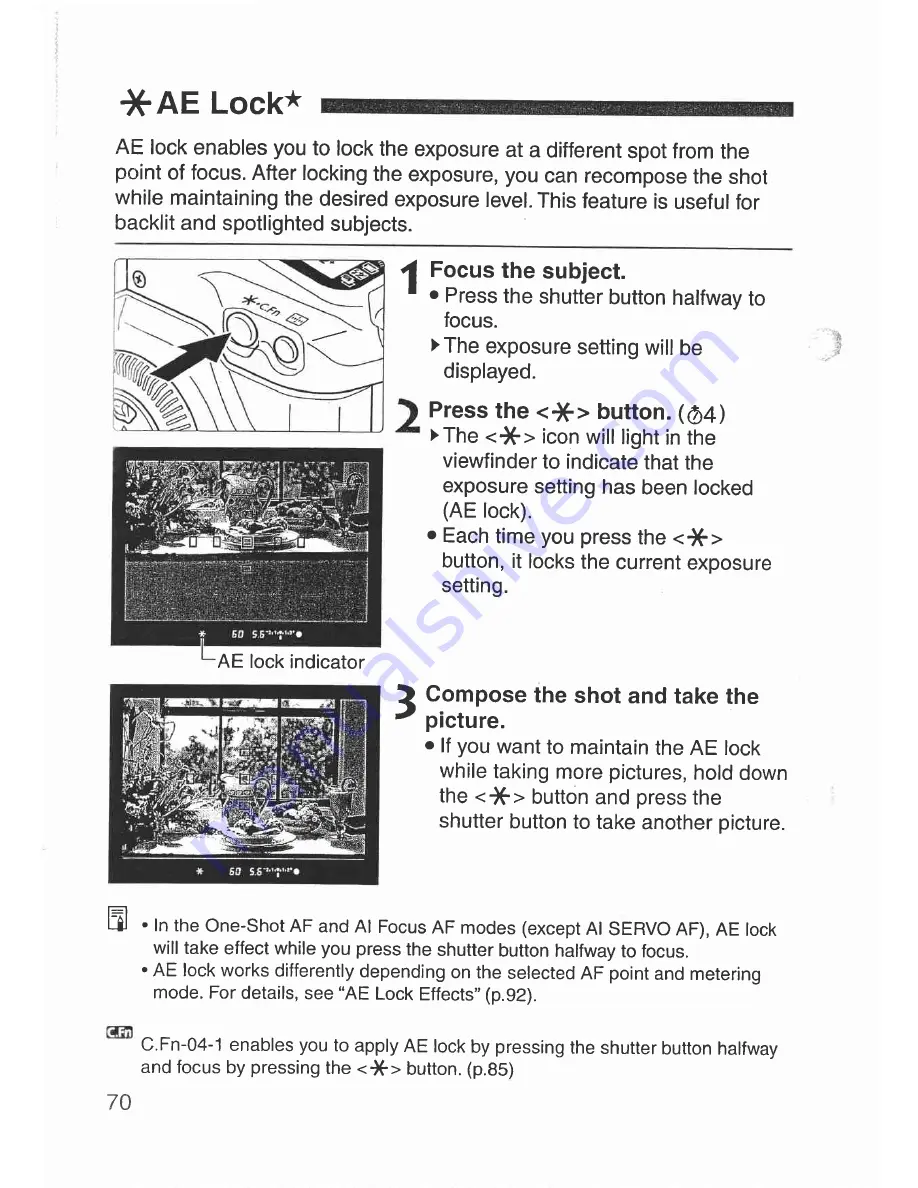 Canon Elan 7 NE 30V Date Instructions Manual Download Page 70