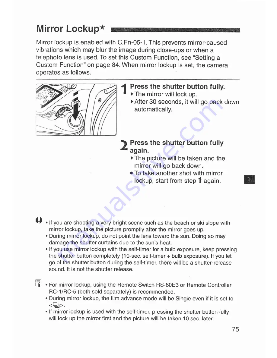 Canon Elan 7 NE 30V Date Instructions Manual Download Page 75