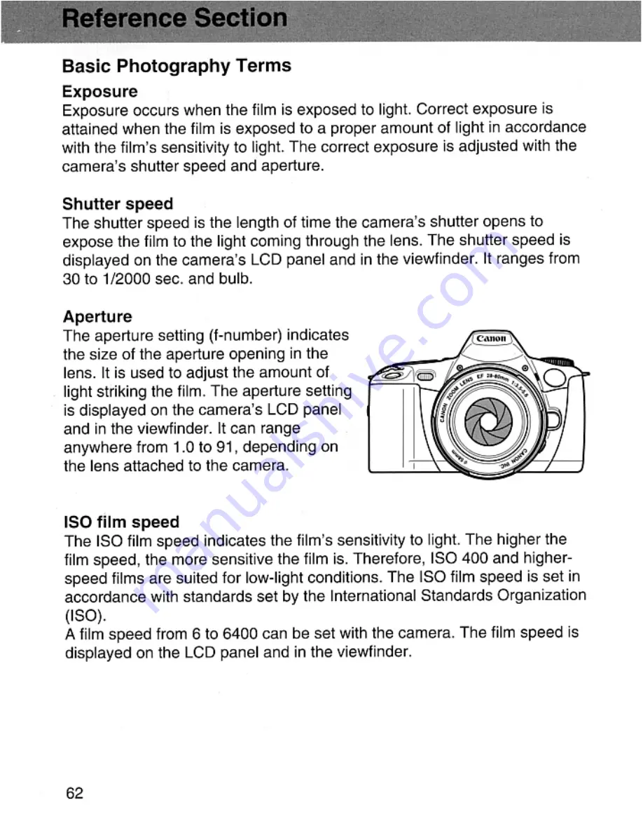 Canon EOS Rebel 2000 Instruction Manual Download Page 62