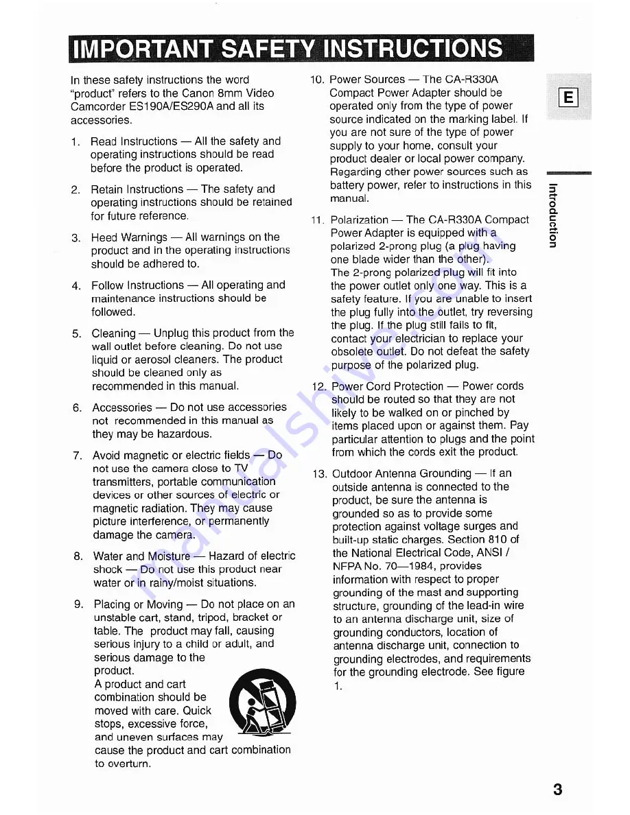 Canon ES290 Instruction Manual Download Page 3