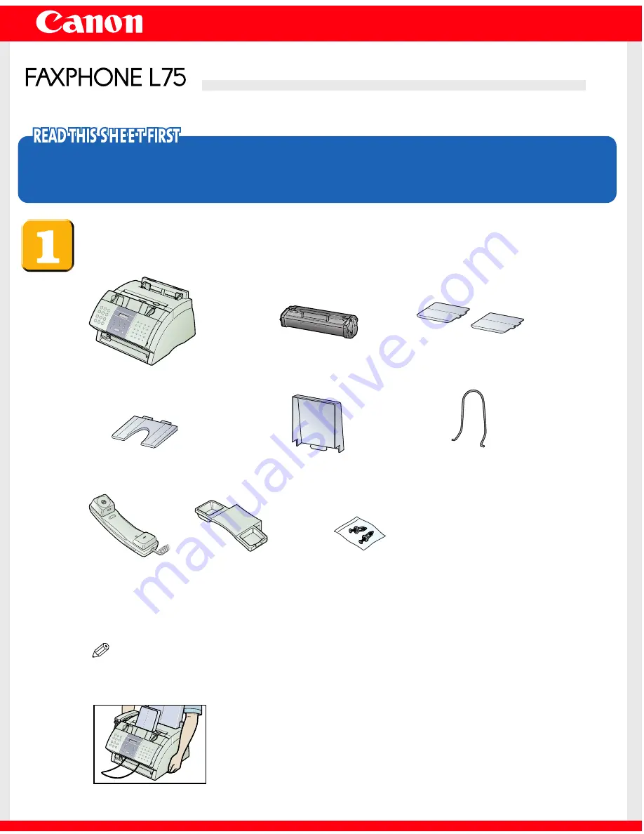 Canon FAXPHONE L75 Setup Sheet Download Page 1