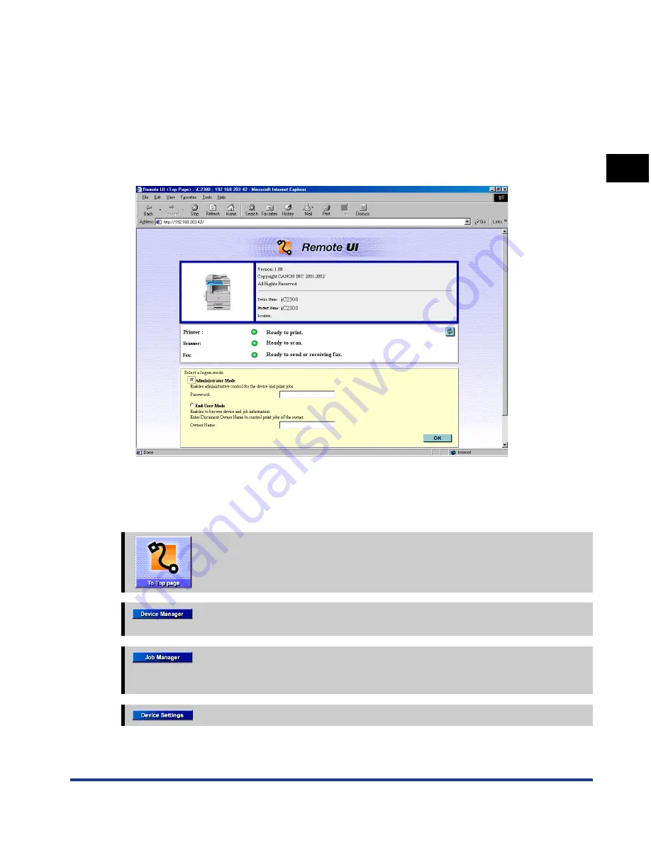 Canon ImageCLASS 2300 Remote Ui Manual Download Page 12