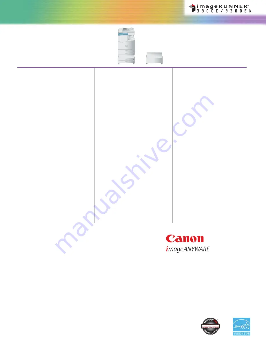 Canon imageRUNNER 3300E Specifications Download Page 2