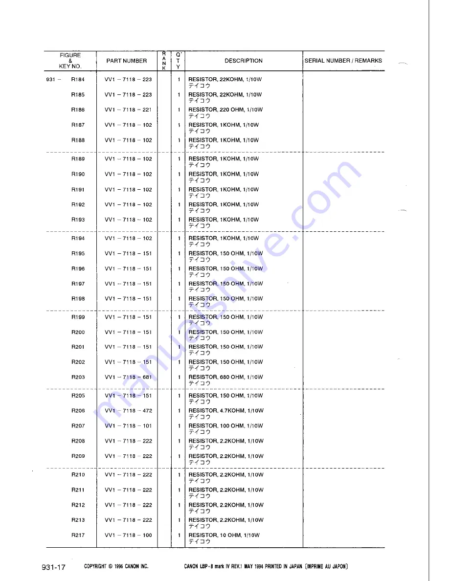 Canon LBP-8iv Parts Catalog Download Page 78