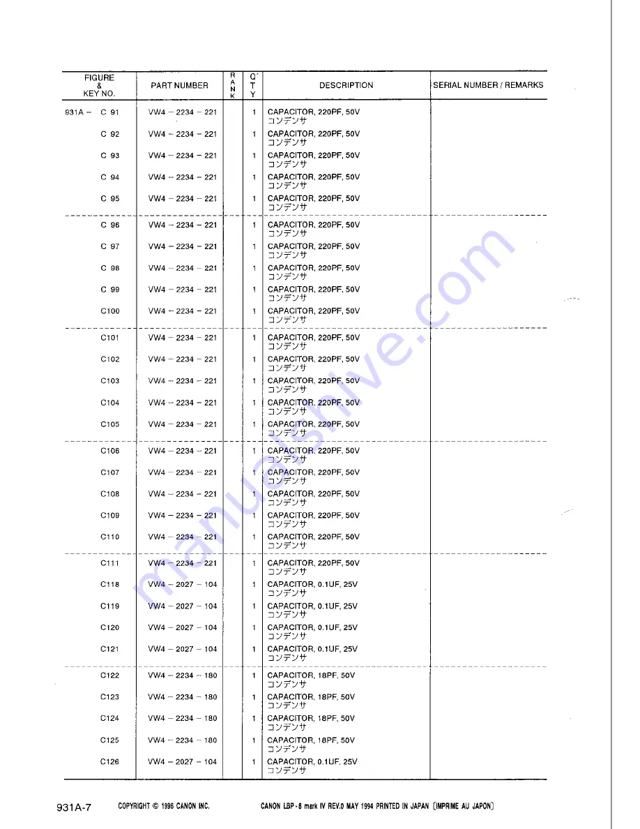 Canon LBP-8iv Parts Catalog Download Page 88