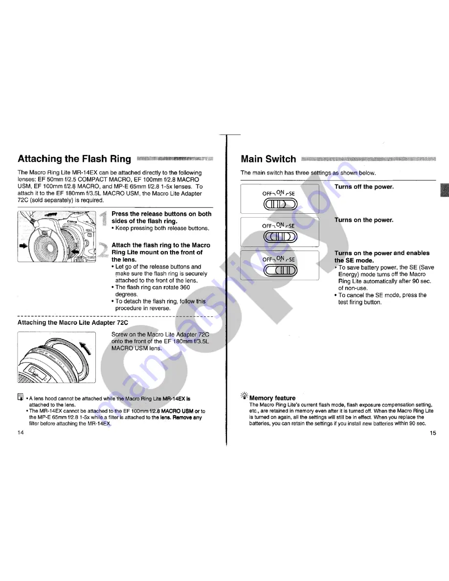 Canon Macro Ring Lite MR-14EX Manual Download Page 8