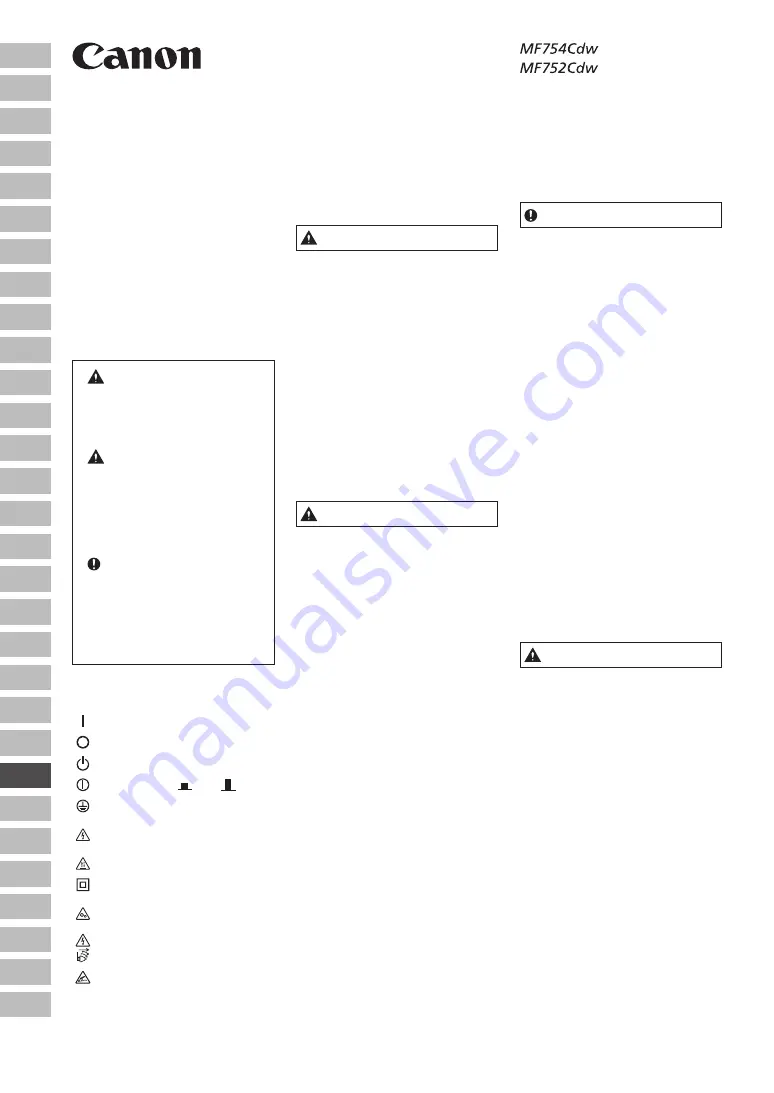 Canon MF754Cdw Important Safety Instructions Manual Download Page 92