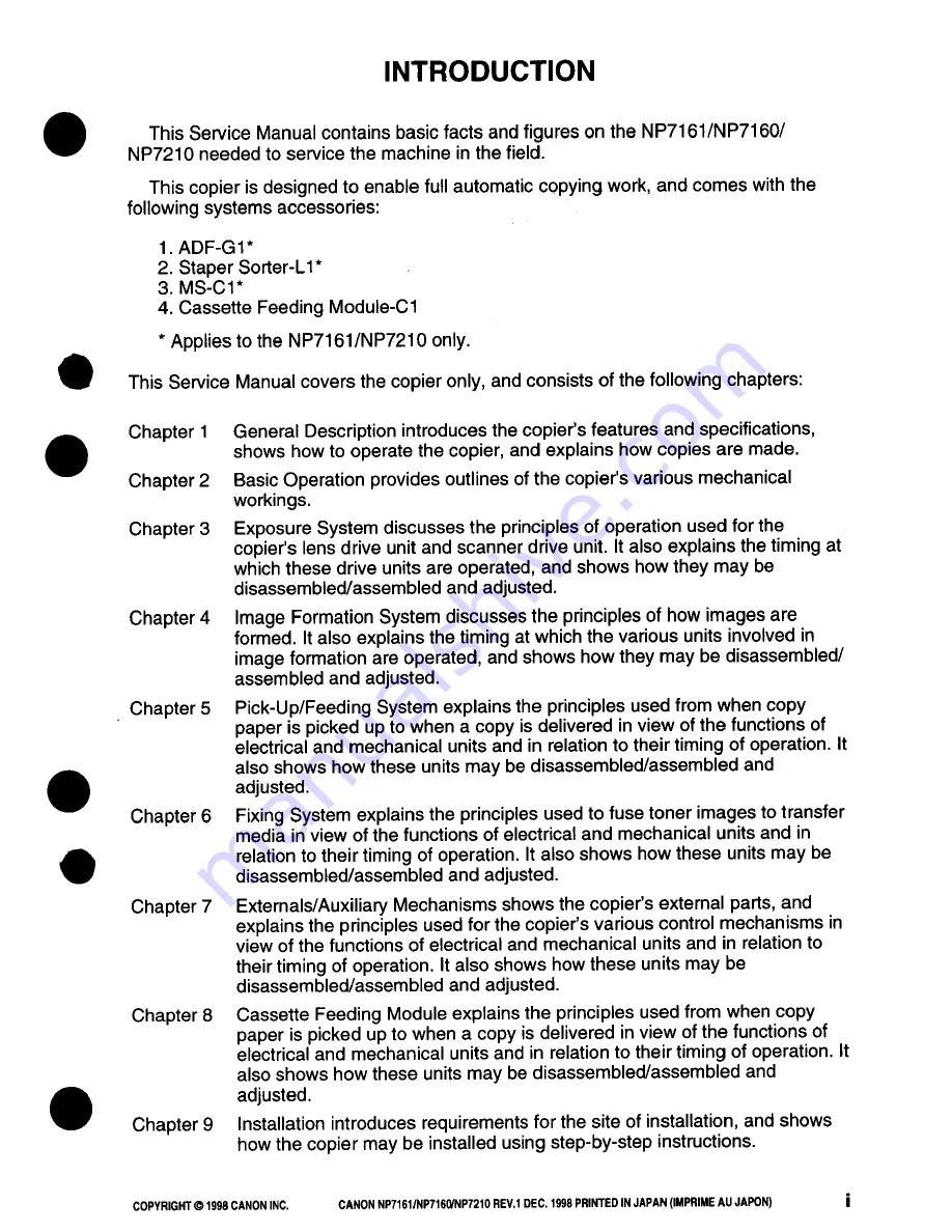 Canon NP7161 Service Manual Download Page 3