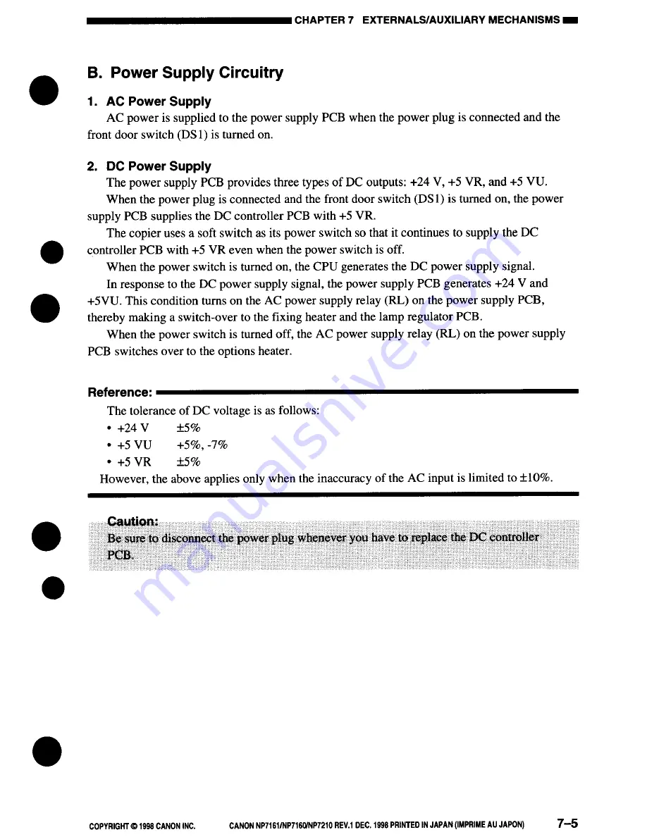 Canon NP7161 Service Manual Download Page 185