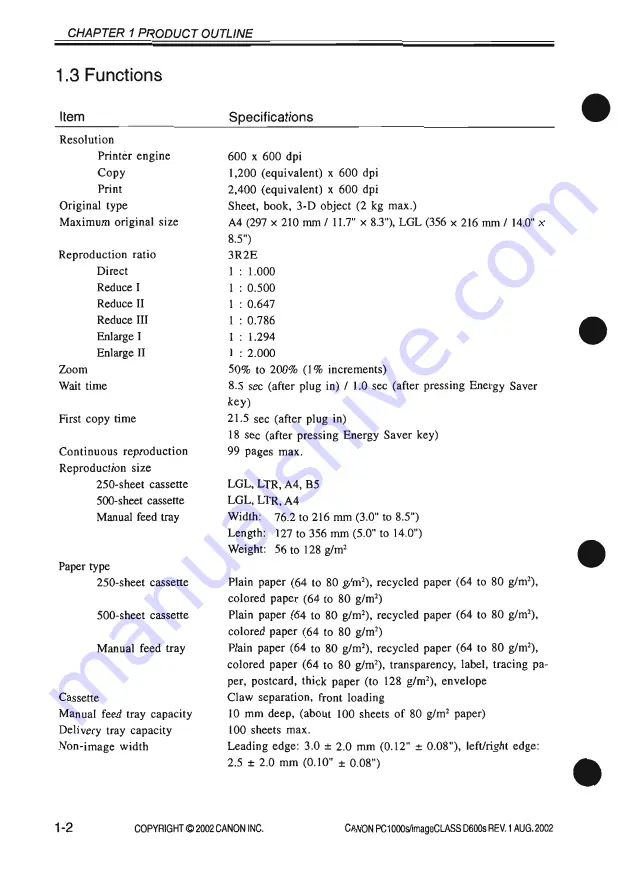 Canon PC1000s Service Manual Download Page 20