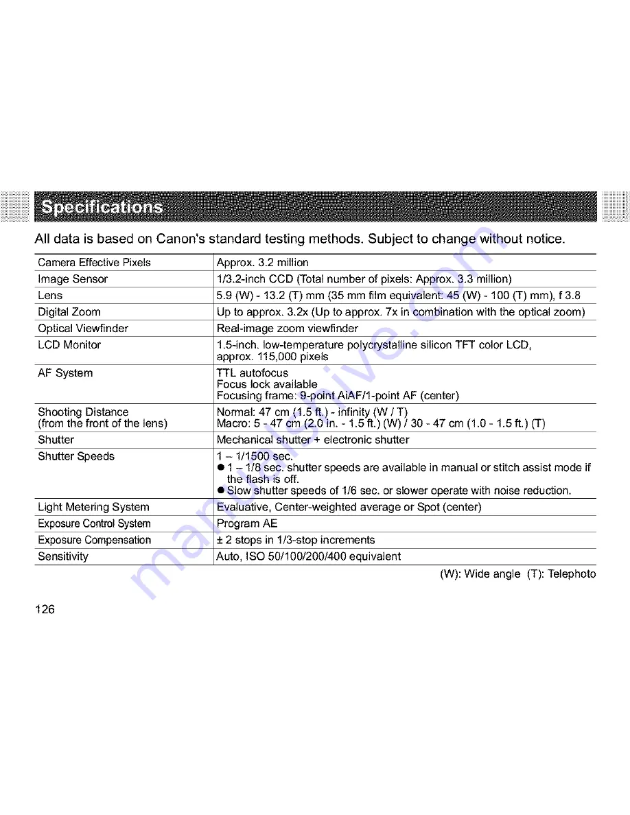 Canon PowerShot A400 User Manual Download Page 128