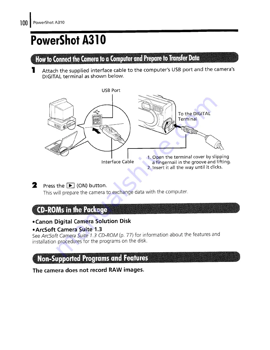 Canon POWERSHOT A85 Скачать руководство пользователя страница 267