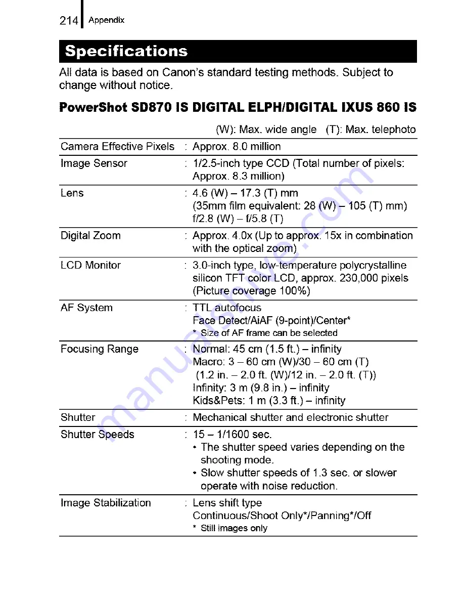 Canon POWERSHOT SD870IS User Manual Download Page 216