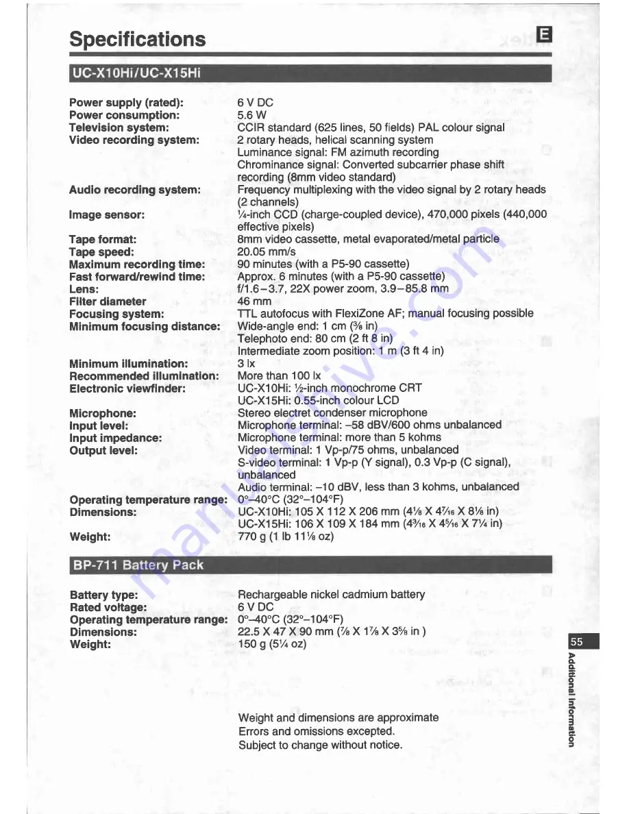 Canon UC X 15 Hi Instruction Manual Download Page 53