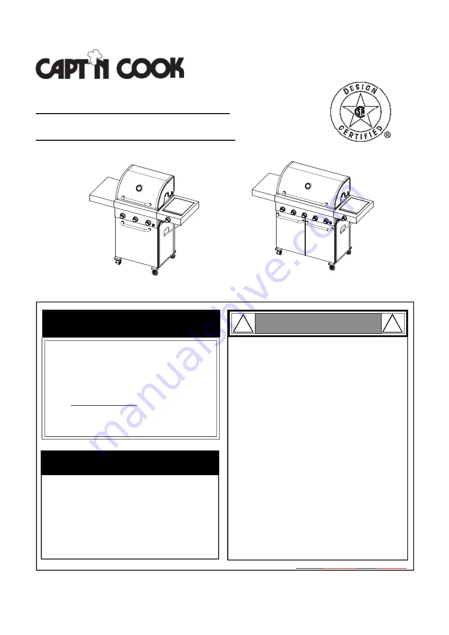 Capt'n Cook BCC3B14ALP Operator'S Manual Download Page 1