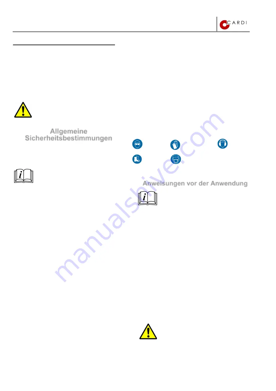 Cardi Diamond Pulse-Tech Safety And Users Manual Download Page 19