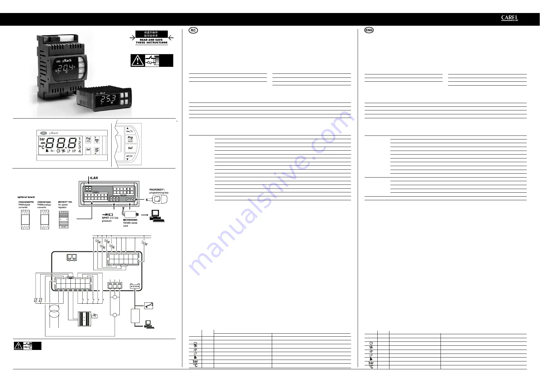 Carel MRK0000 Series Quick Manual Download Page 1