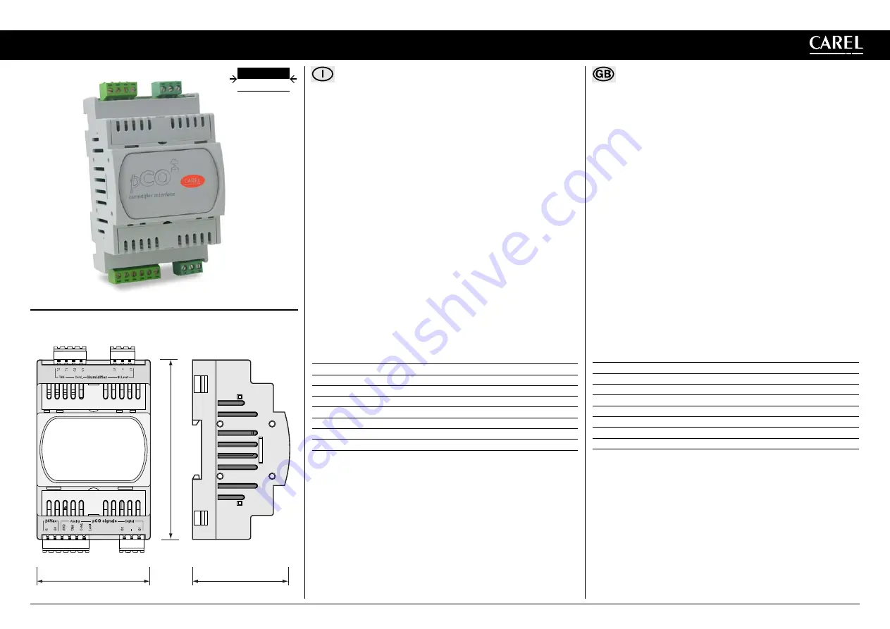 Carel PCOUMID200 Manual Download Page 1