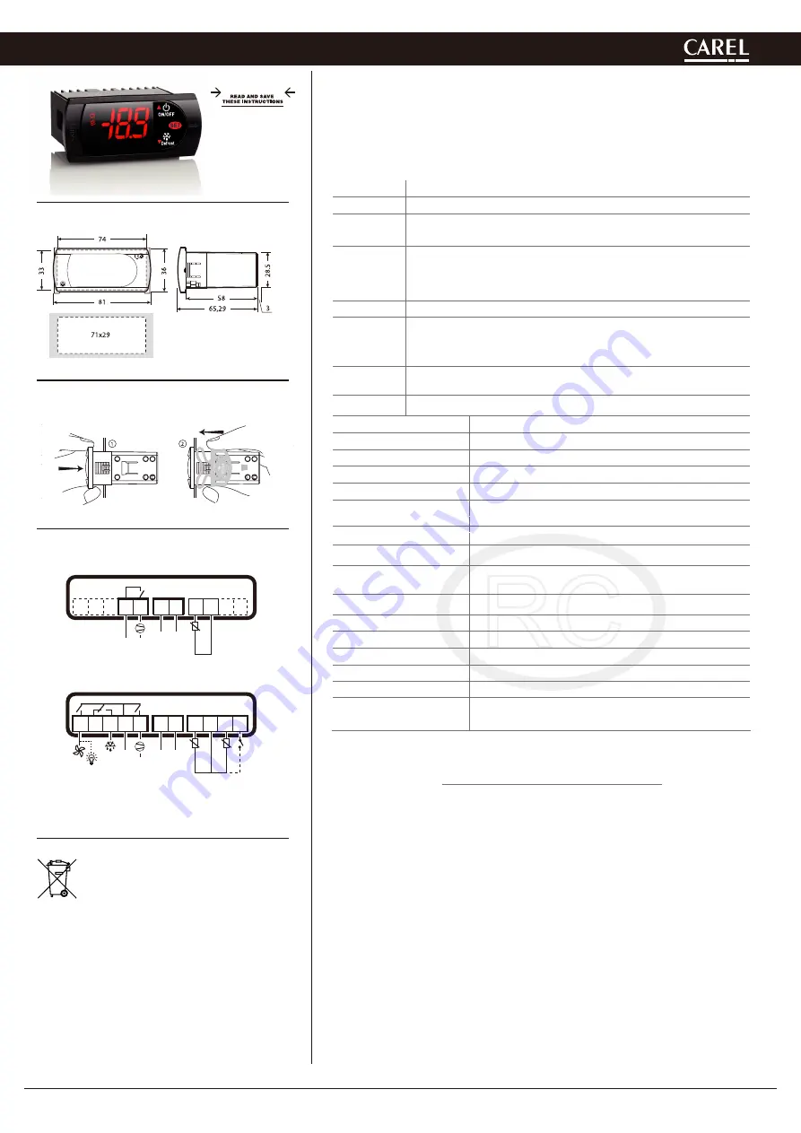 Carel RCEZ Series Quick Start Manual Download Page 1