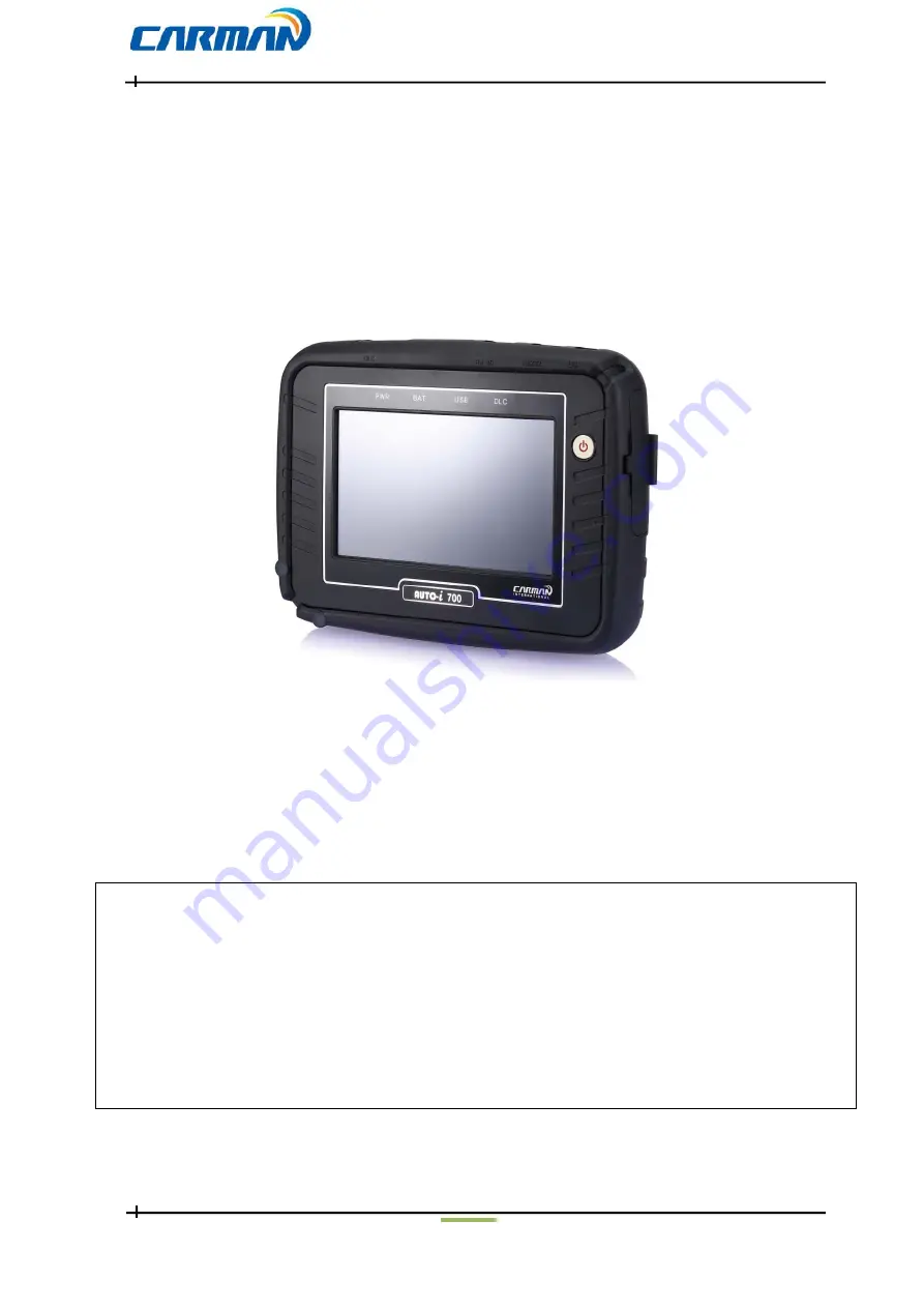 Carman AUTO-i 700 User Manual Download Page 1