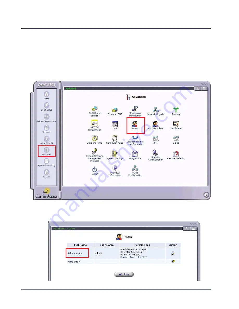 Carrier Access Network Device Adit 3104 User Manual Download Page 50