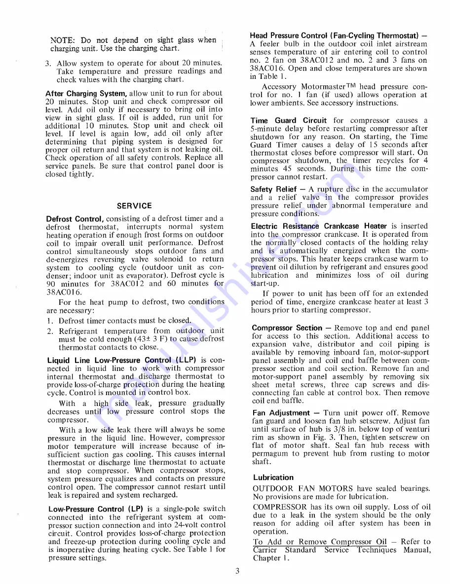 Carrier 38AC Start-Up And Service Instructions Download Page 3