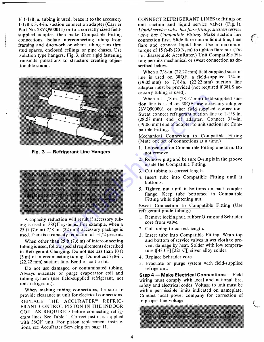 Carrier 38QF Installation, Start-Up And Service Instructions Manual Download Page 4