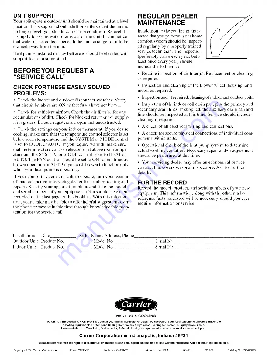 Carrier 38YCC030 Guide Manual Download Page 4