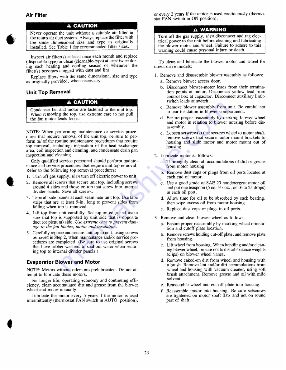 Carrier 48NET Installation, Start-Up And Service Instructions Manual Download Page 23