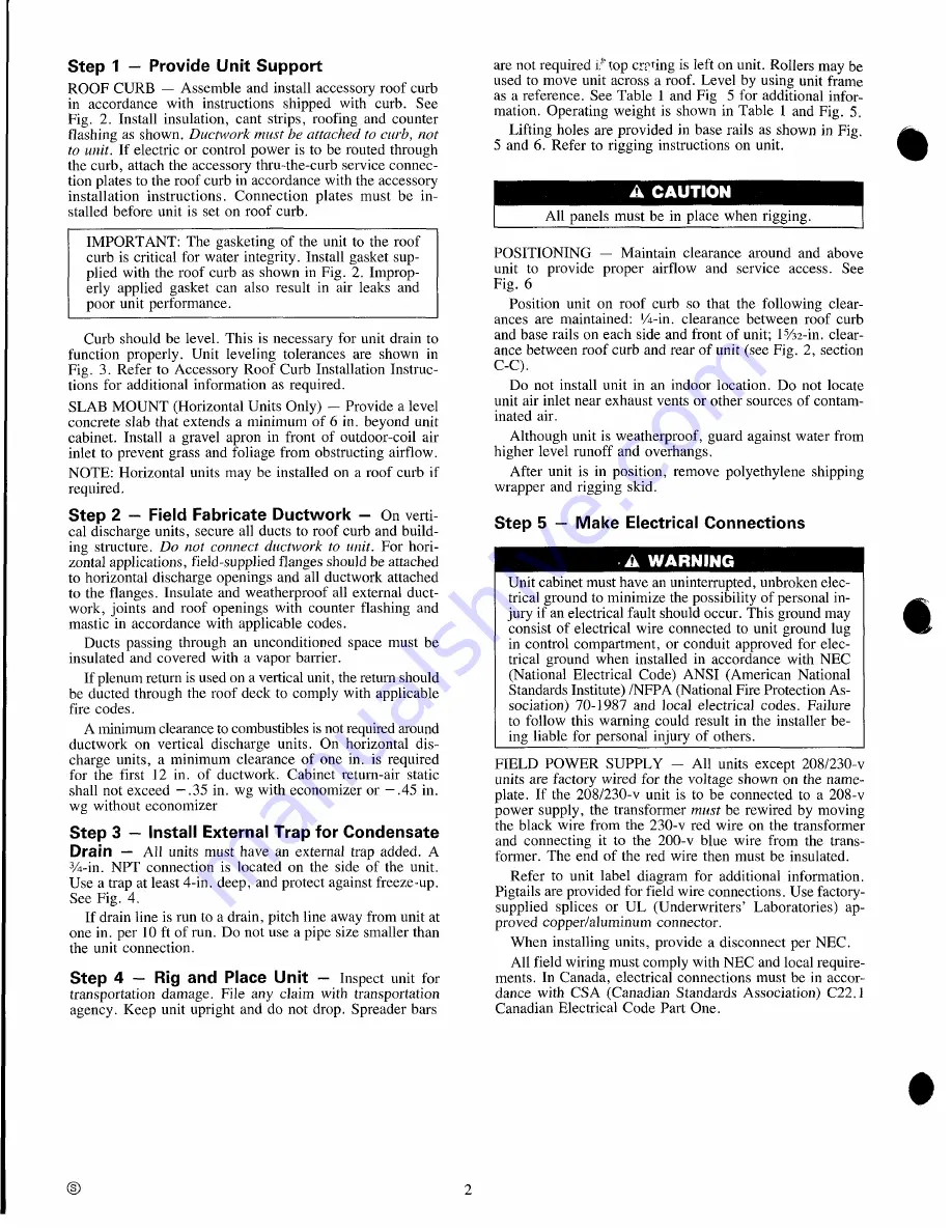 Carrier 50LJ008 Installation, Start-Up And Service Instructions Manual Download Page 2