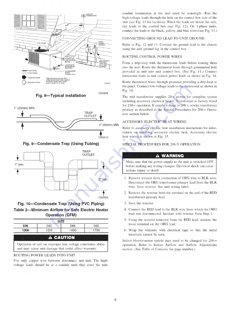 Carrier 50ZP036 Installation, Start-Up And Service Instructions Manual Download Page 8