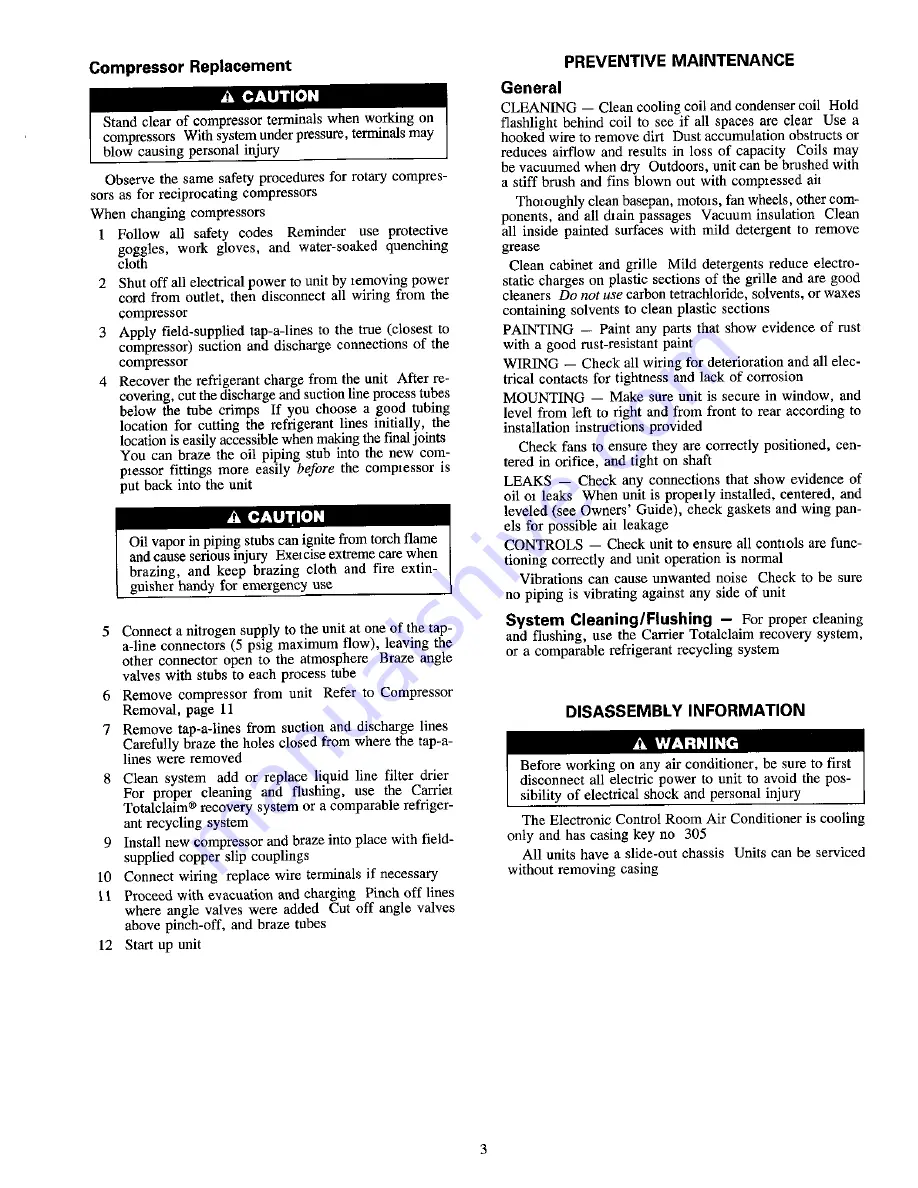 Carrier 73XC-1SS Start-Up And Service Instructions Download Page 3