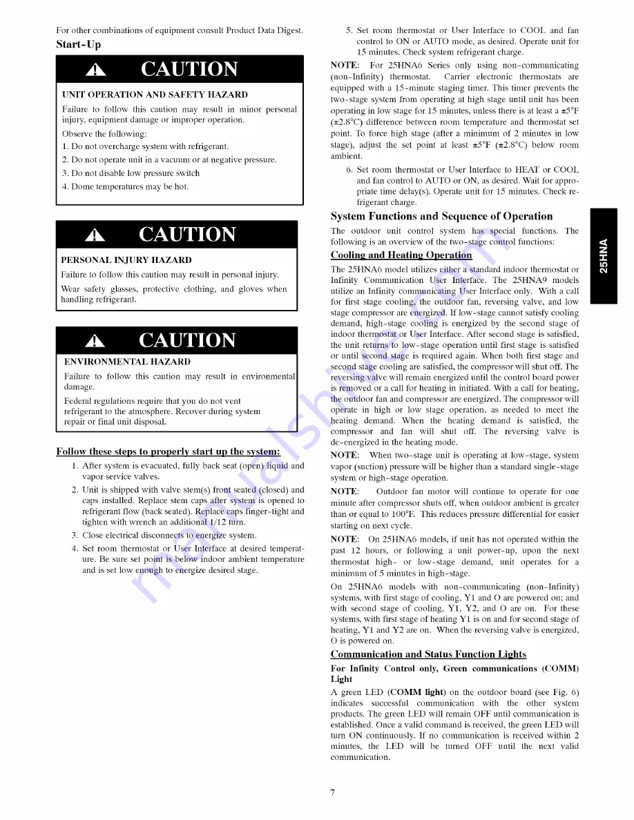 Carrier Infinity 25HNA6 Installation Instruction Download Page 7