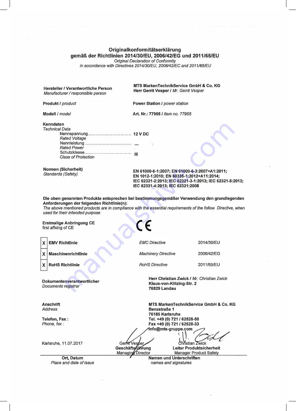 Cartrend 77955 Original Operating Instructions Download Page 33