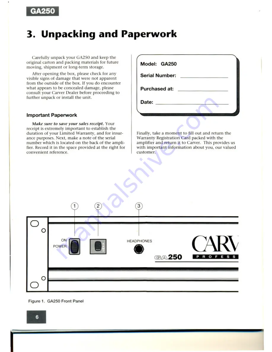 Carver GA250 Скачать руководство пользователя страница 4