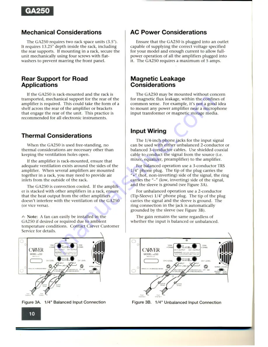 Carver GA250 Owner'S Manual Download Page 8