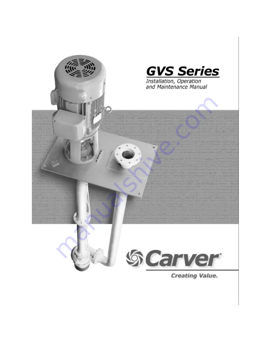 Carver GVS Series Installation, Operation And Maintenance Manual Download Page 1