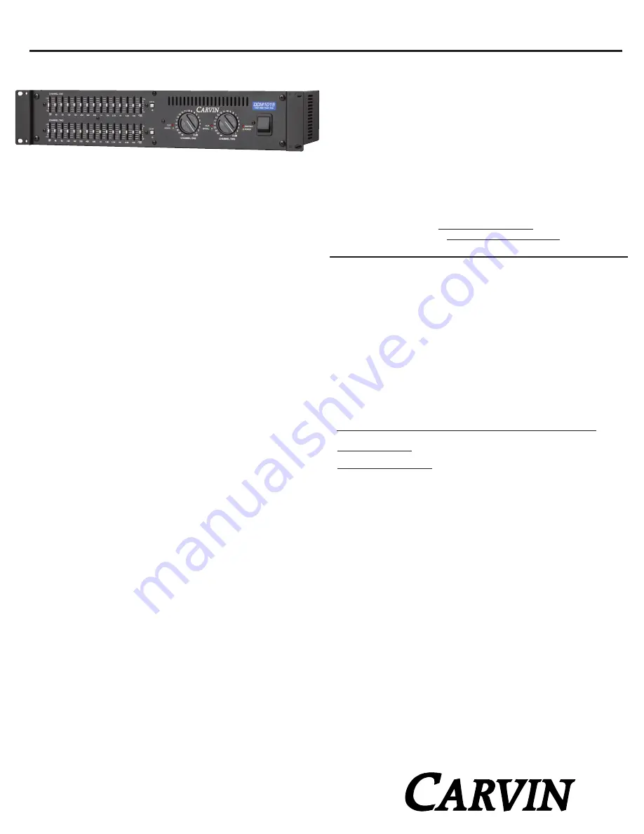 CARVIN DCM1015 Dimensions Download Page 1