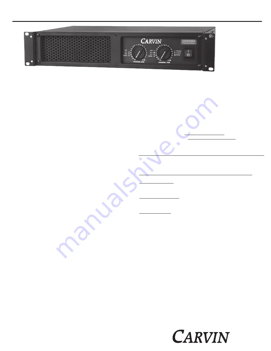 CARVIN DCM1540L Operating Manual Download Page 1