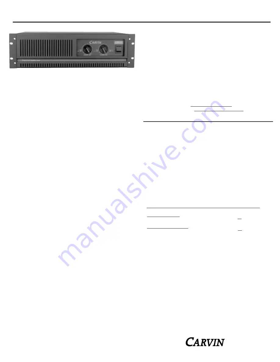 CARVIN DCM2000 Operating Manual Download Page 1