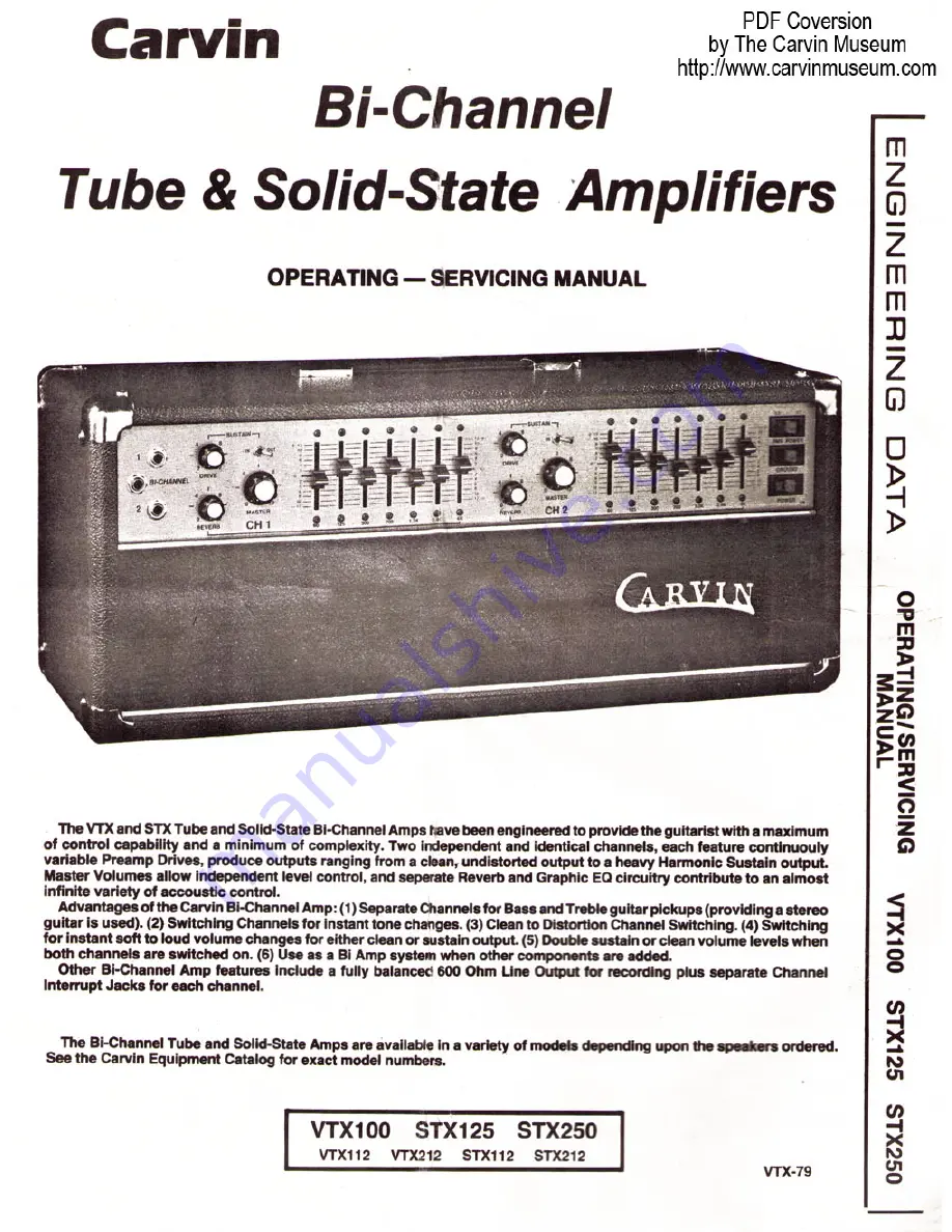 CARVIN VTX100 Operating Manual Download Page 1