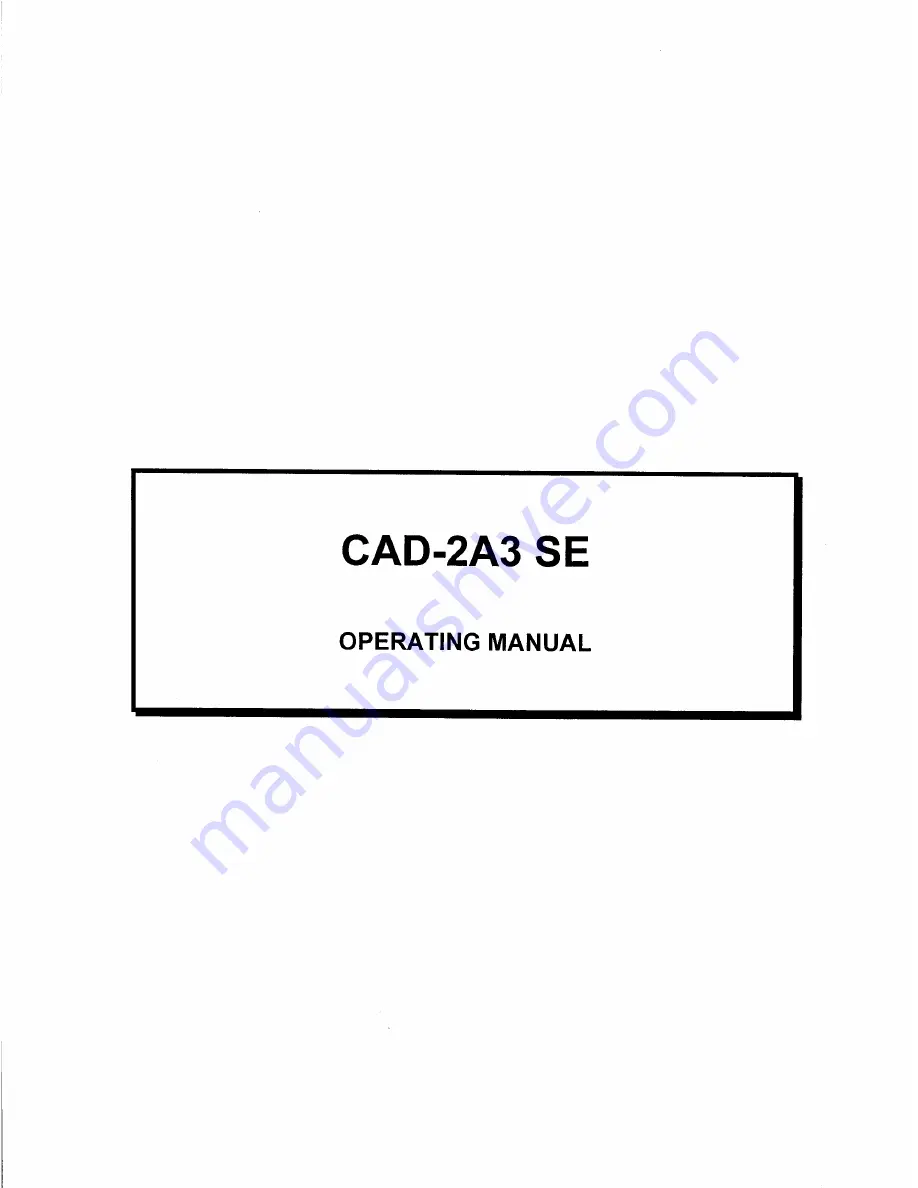 Cary Audio Design CAD 2A3 SE Operating Manual Download Page 1