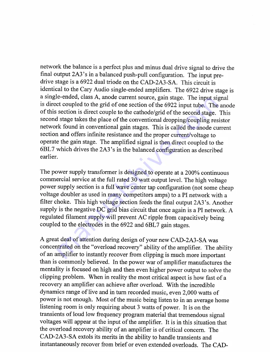 Cary Audio Design CAD-2A3SA Operating Manual Download Page 3