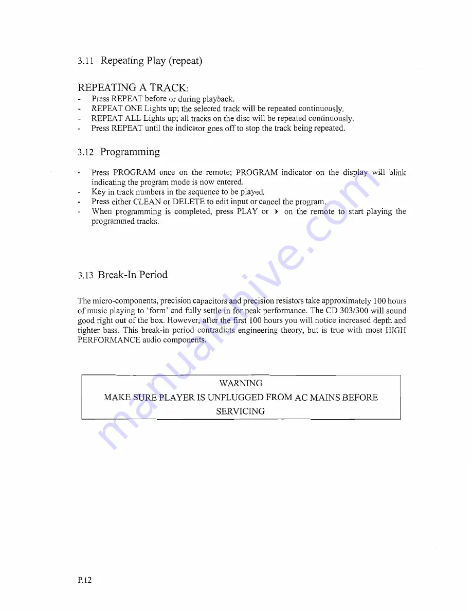 Cary Audio Design CD 300 Setup and Setup And Owners Manual Download Page 13