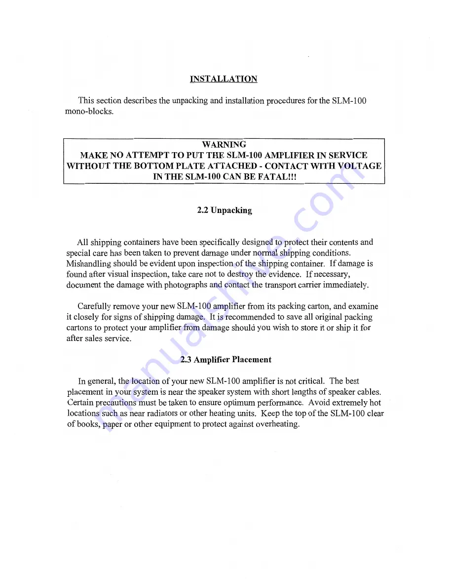 Cary Audio Design SLM-100 MKV Operating Manual Download Page 6