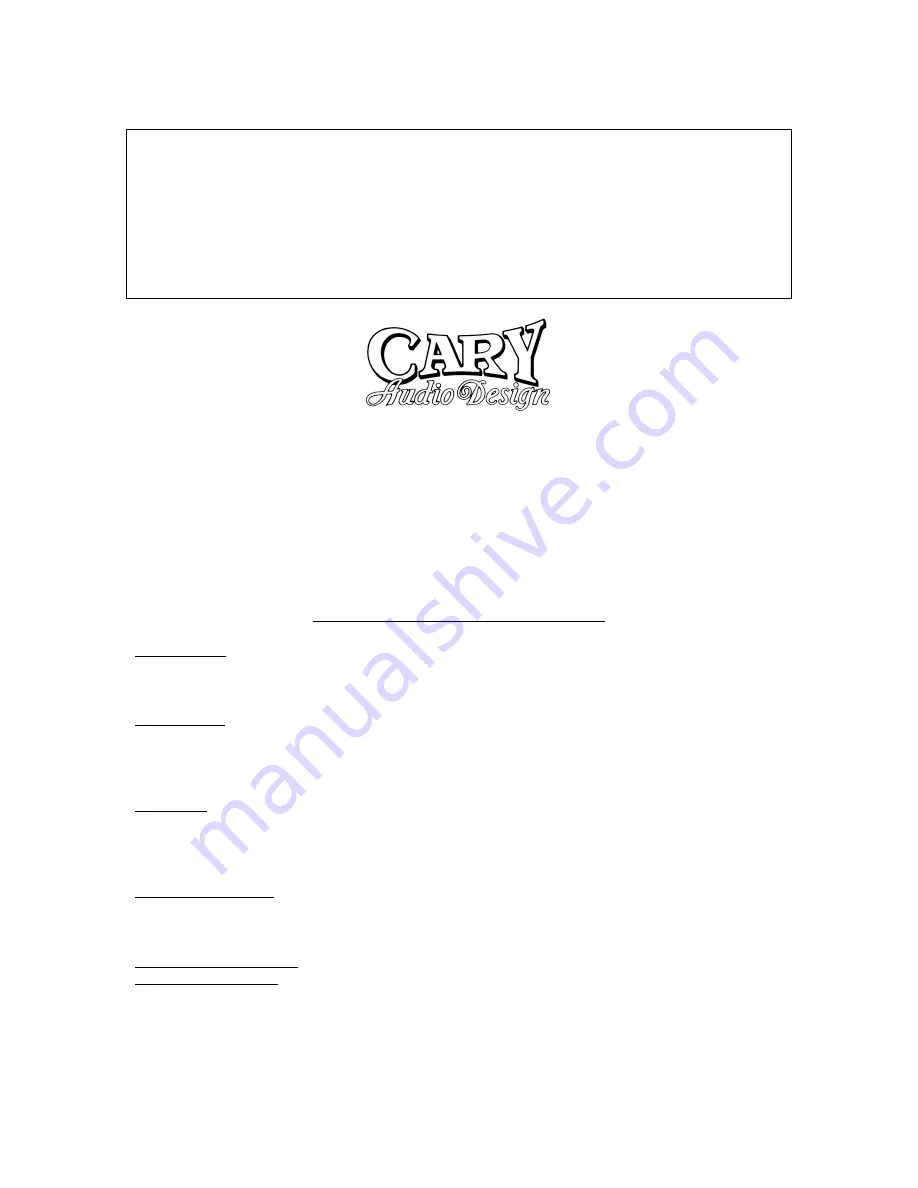 Cary Audio Design SLP-2002 User Manual Download Page 6