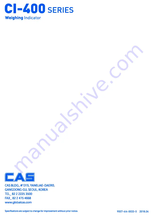 CAS CI-400 Series Owner'S Manual Download Page 120