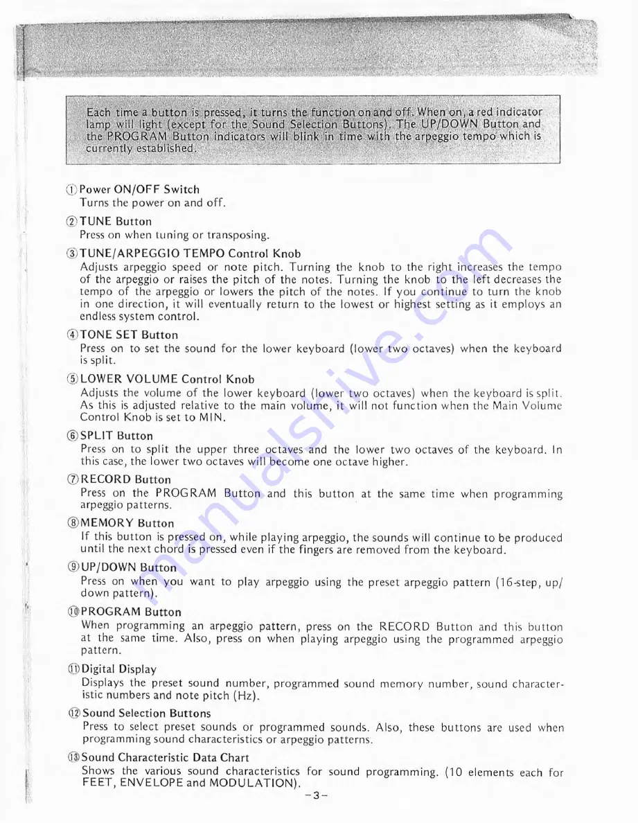 Casio Casiotone 1000P Operation Manual Download Page 5